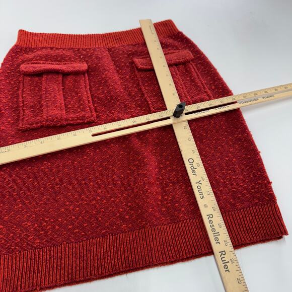 Moth Skirt Womens 4 Red Knit Mini Cargo Pocket Front Wool Blend - Picture 7 of 7